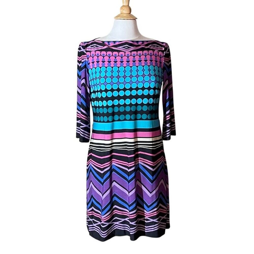 Morgan McFeeters Mod Geometric Mod Jersey Stretch Dress, Size 10